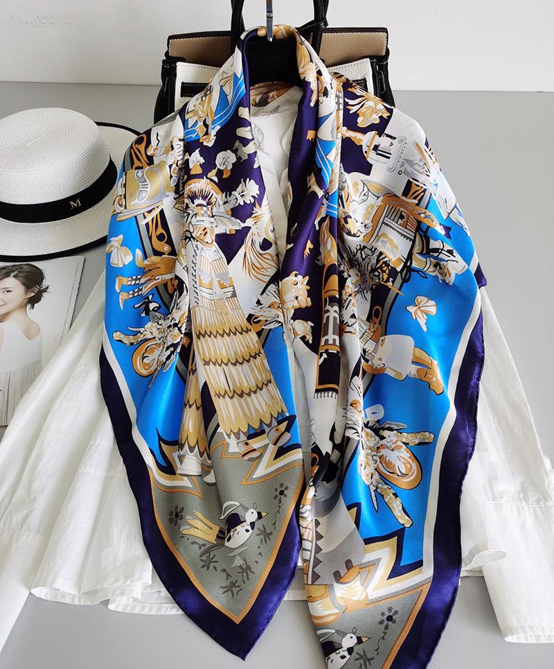 Scarves 100% Pure Silk Satin Square Big Scarf Shawl Wrap Kerchief 43.3&quot;x43.3&quot; WJ072