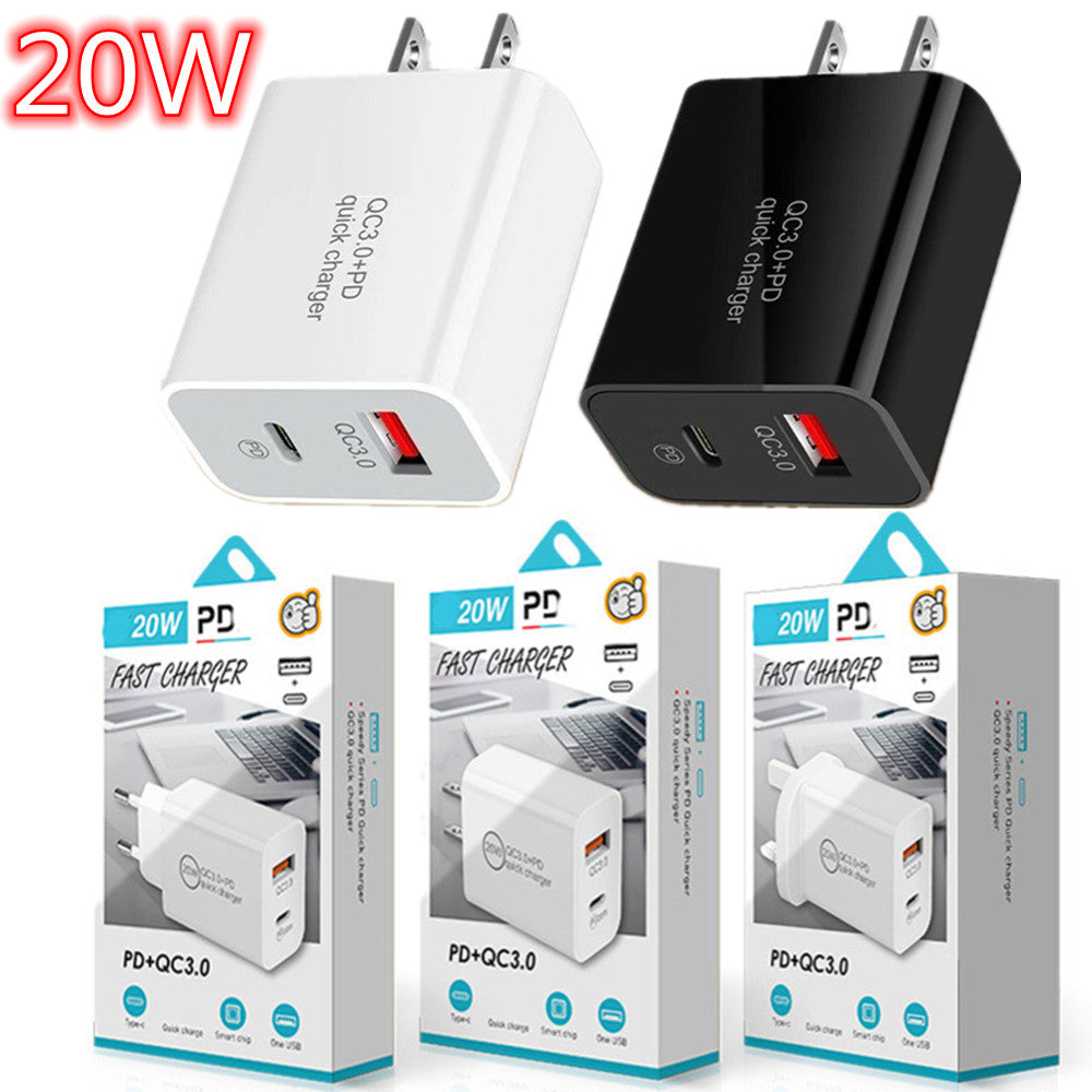 Quick type c USb-C Charger QC3.0 20W PD USB-C EU US UK Travel Wall Chargers Adapter For Iphone 11 12 13 14 Samsung Lg android phone With Retail Box