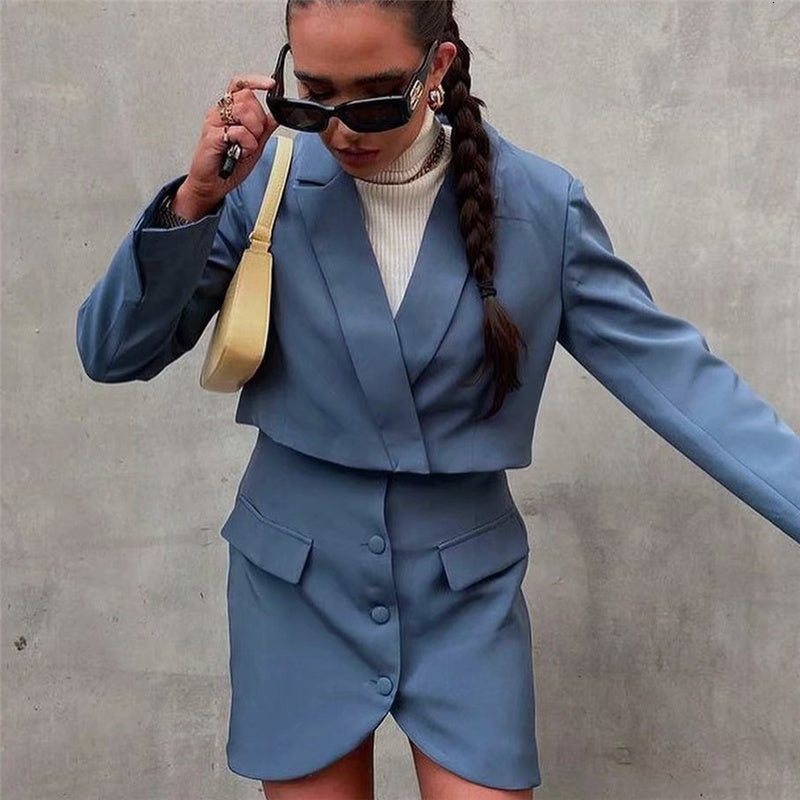 Women&#039;s Suits & Blazers Fashion Hidden Breasted Crop Blazer Coat Women Vintage Long Sleeve Female Outerwear casual office ladies s