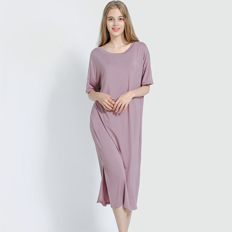 Women&#039;s Sleepwear Plus size Fashion Summer Night Women Nightgowns Sleepshirts Modal Cotton Candy Color Ladies Nightwear Q3AJ