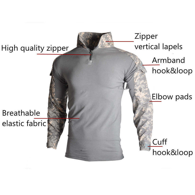 Men&#039;s Hoodies & Sweatshirts Men in military tactical attire, long-sleeve male camouflage army combat airsoft paintball clothes soldier upper sh