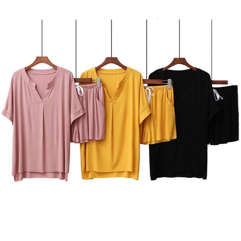 Women&#039;s Sleepwear Summer pajama women modal cotton sleepwear short femme pyjamas sleeve s pijama set loose v-neck ladies nightwear