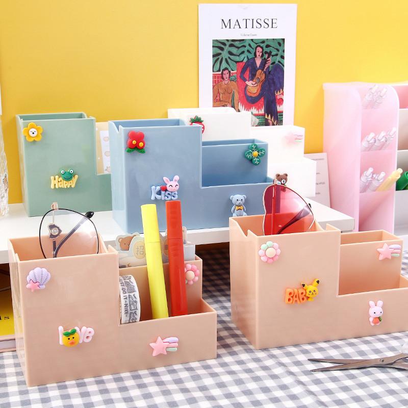 Cosmetic Bags & Cases Cartoon Desktop Pencil Pen Organizer Sundries Case Remote Control Storage Box Desk Office School Stationery Holder Col