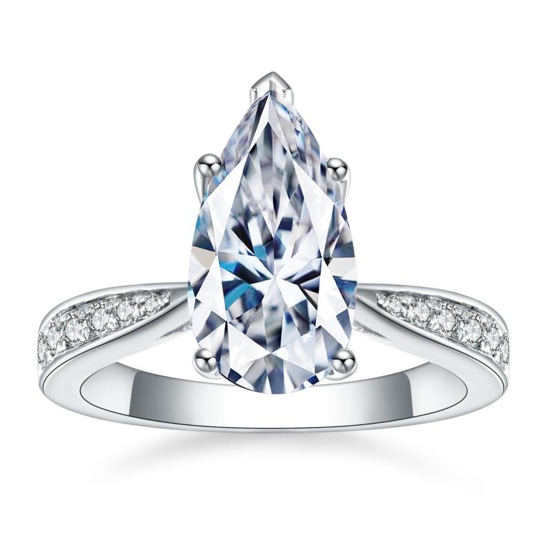 Cluster Rings Fashion Oval 925 Silver Proposal For Women Pear Cut Cubic Zirconia Gift