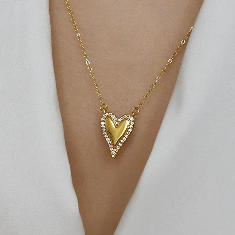 Chains TARCLIY Elegant Vintage Rhinestone Heart Pendant Necklace Lady Temperament Sweet Clavicle Chain Party Jewelry Gift 202105