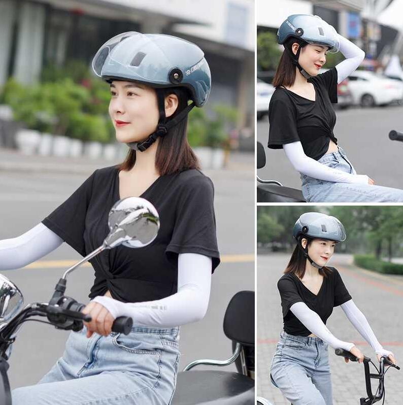 Electric battery bike helmets, summer general men and women four seasons motorcycle helmet, city commuter sun protection helmet riding outfit