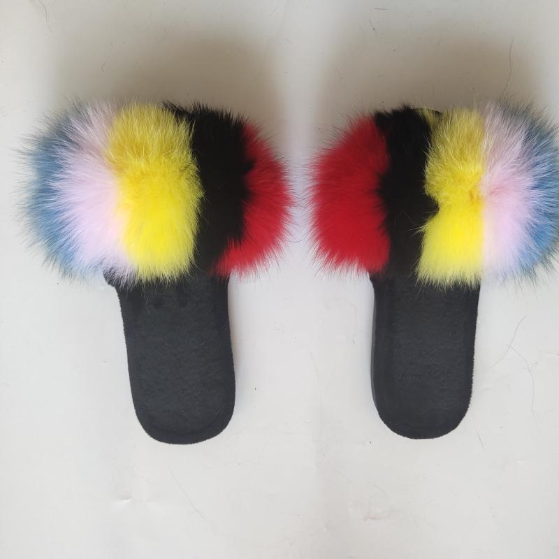 Slippers 323 Fashion Fur Women Fall-winter Warm Natural Drag Flat Skid Home Shoes