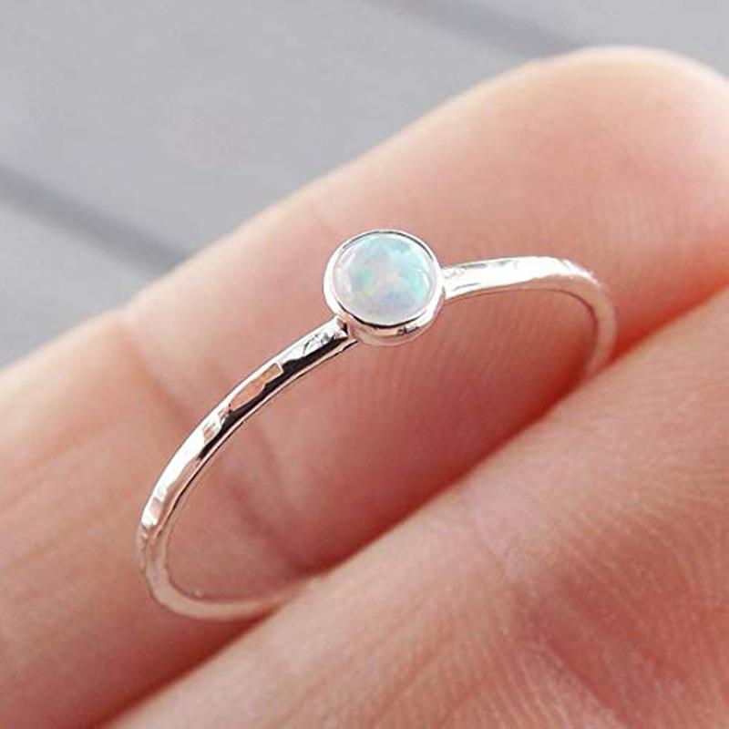 Cluster Rings Fashion Exquisite Slim Ring Textured Fire Opal Crystal Stacking For Woman Jewelry Gift Engagement Accessories