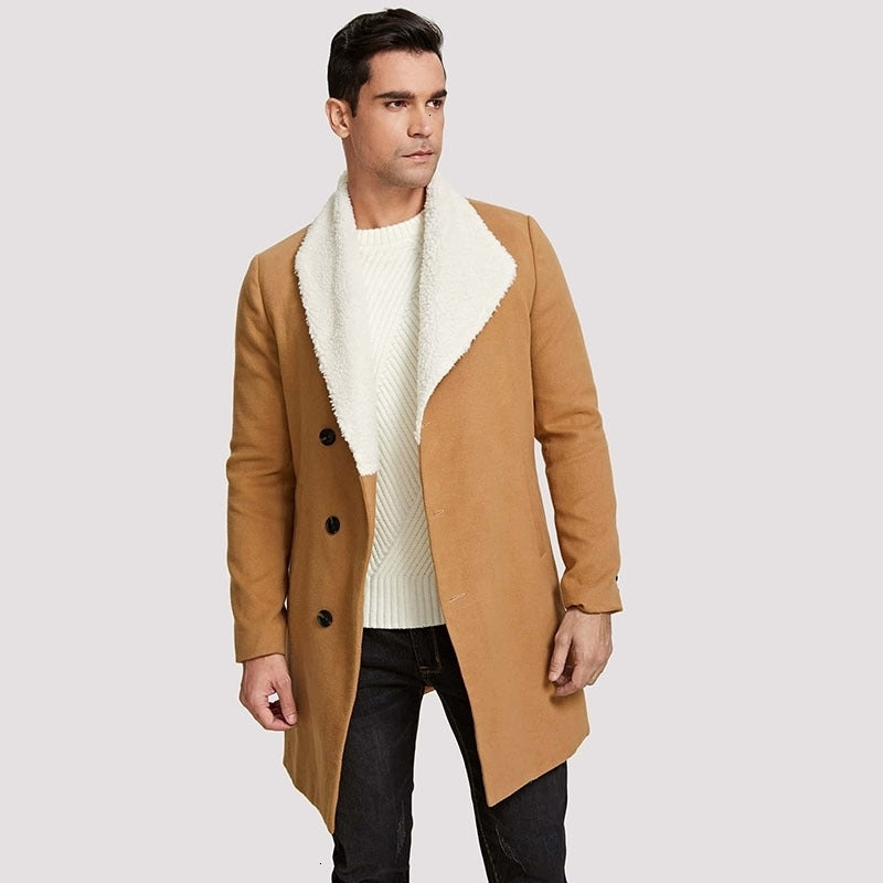 Men&#039;s Polos Autumn and Winter Mid-length Slim-fit Clothing, Lapel Windbreaker Neckline Deer Bubble Veet Jacket MZH401 INR4