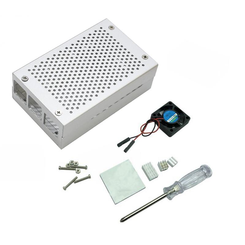 Laptop Cooling Pads For Raspberry Pi 4 Aluminum Case, Metal Case With Fan And Heatsinks Model B (Silve