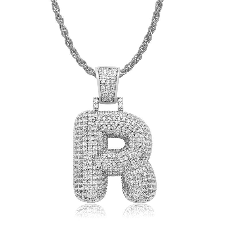 Pendant Necklaces OMYFUN Factory Price Custom Bubble Letter R 26 Initials A B C D E F G H I J K L M N O P Q S T U V W X Y Z Hip Hop Jewelry