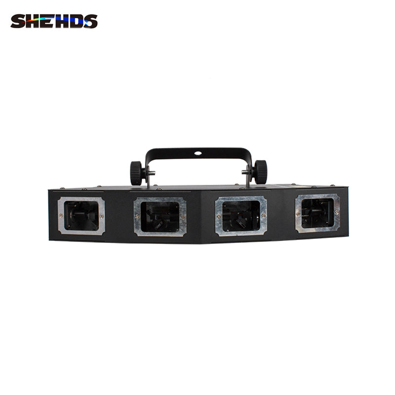 SHEHDS Stage Effect Laser Lighting 4 Head RGB Scanner Line Projector For DJ Party Disco Ball Projectors Color Music Lights Salute