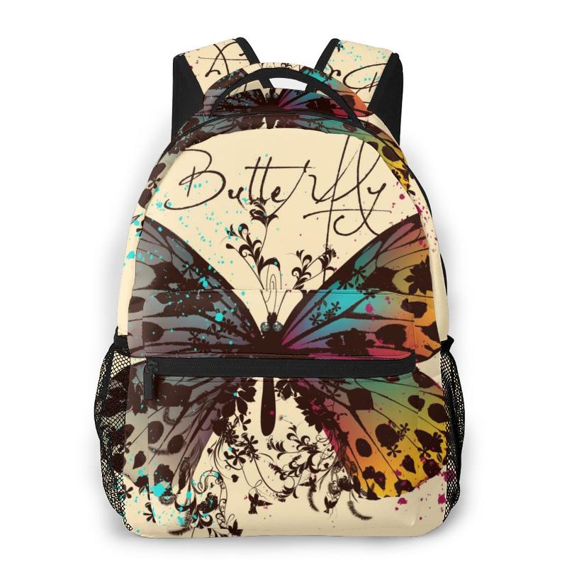 School Bags OLN Teenagers Boy Backpack Butterfly With Colorful Wings And Floral Casual Laptop Student Bag