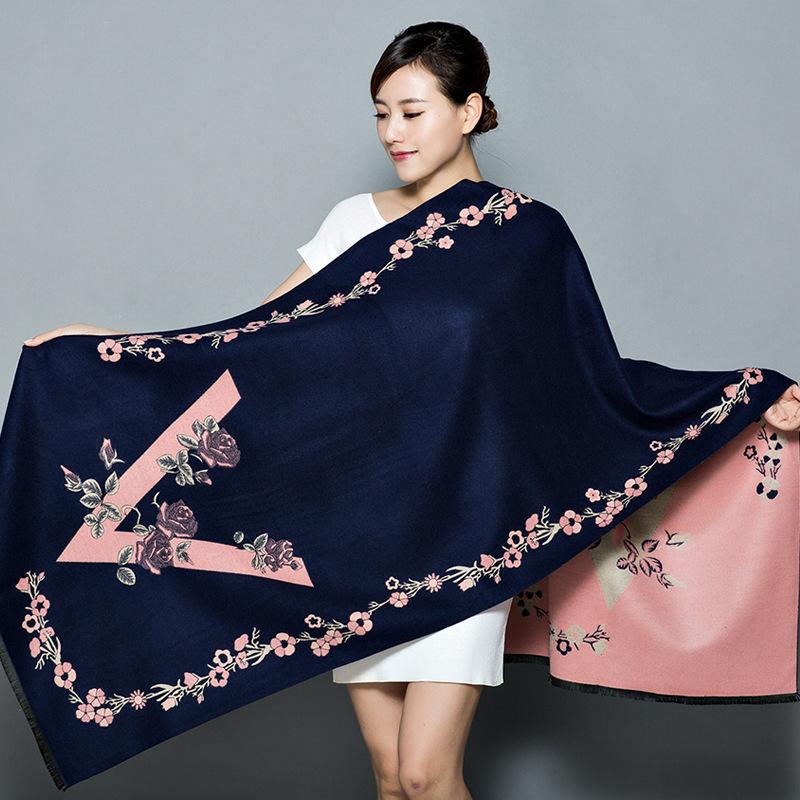 Scarves Echarpe Ladies Autumn Winter Korean Style Thickened Long Scarf Imitation Cashmere Jacquard Blanket Dual-use All-match Cloak
