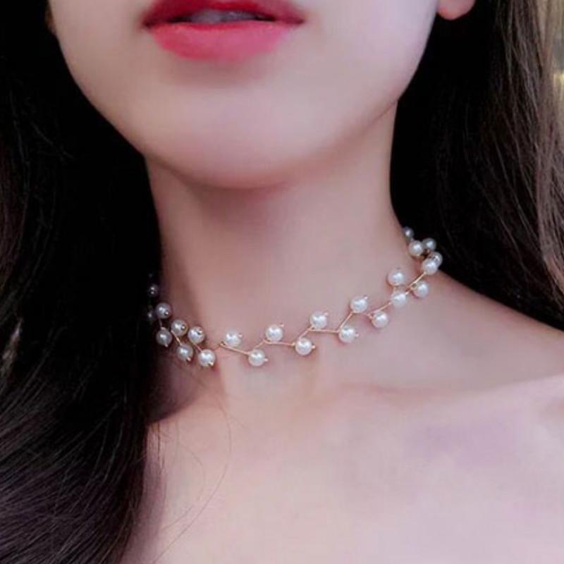 Chokers OL Unique Chic Pearl Choker Collar Necklaces For Women Gold Chain Sweet Elegant Character Jewelry Gifts Girls Accessory Femme