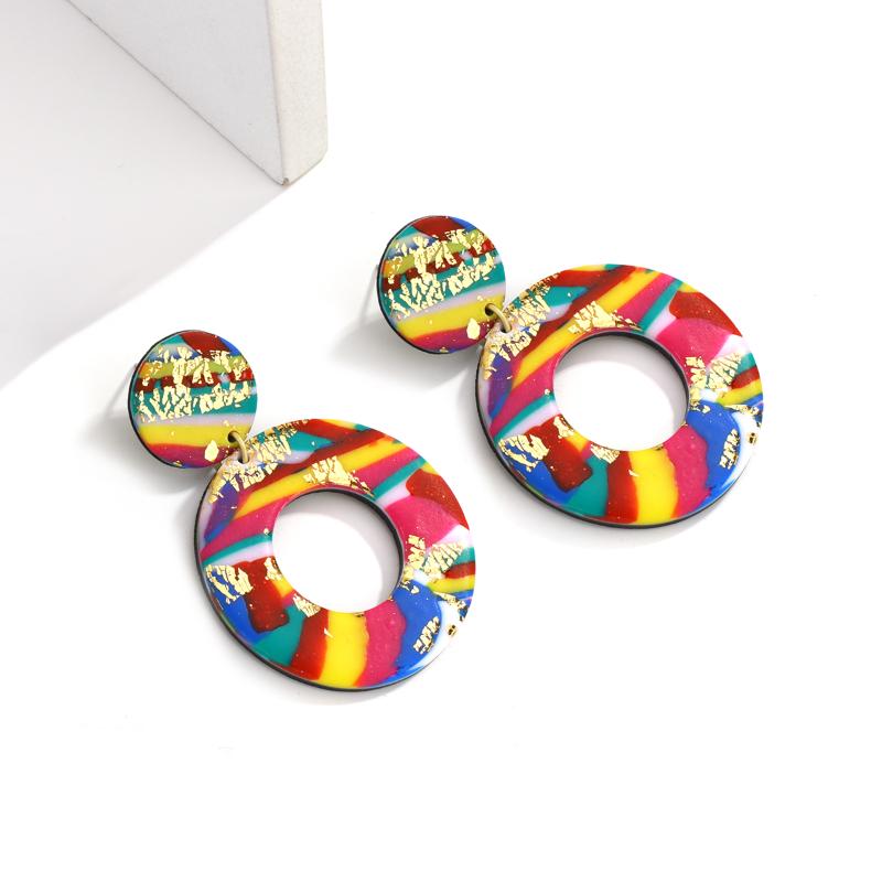 Dangle & Chandelier AENSOA Rainbow Color Clay Pendant Earrings Women Romantic Drop Unusual Party Jewelry 2021