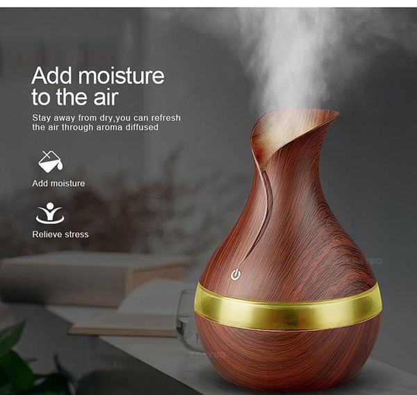 Humidifiers Wood grain shape air humidifier with 200ml essential oil ultrasonic diffusion suitable for office and home use S2411307