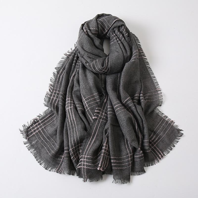 Scarves 2021 Fashion Plaid Fringe Cashmere Shawl Scarf Women High Quality Wrap Stole Thick Wram Poncho Hijab Sjaal 180*100Cm