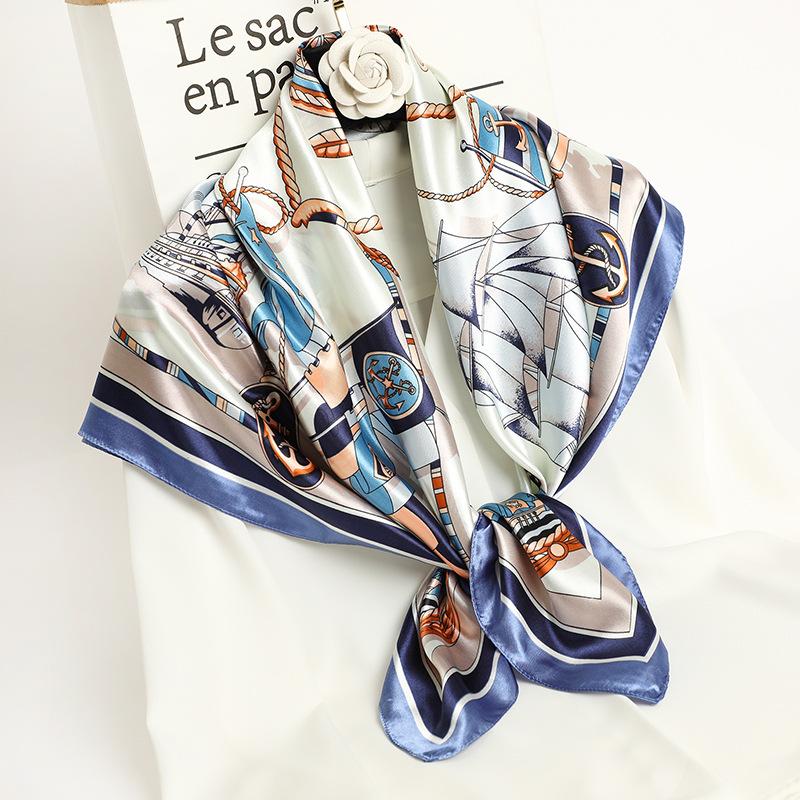 Scarves Print Silk Square Scarf For Women Soft Lady Shawl Wrap Pashmina Bandana Bag Fashion Neckerchief Spring Hijab 2021