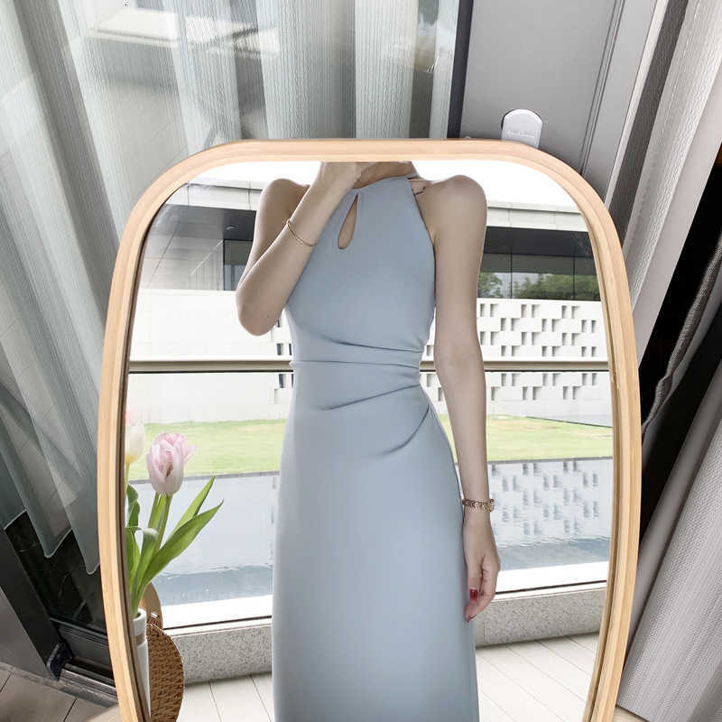 2021 - Drop Shoulder Cut Hepburn Summer Ankle Neck Drs Suspender Skirt