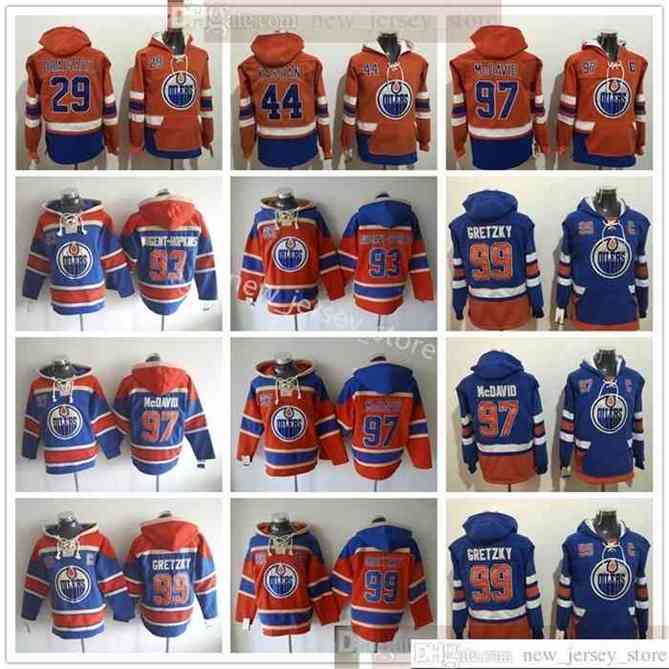 96 Edmonton oilers Hockey Hoodie Jerseys 97 Connor McDavid 99 Wayne Gretzky 93 Ryan Nugent-Hopkins 44 Zack Kassian 29 Leon Draisaitl Hoodies
