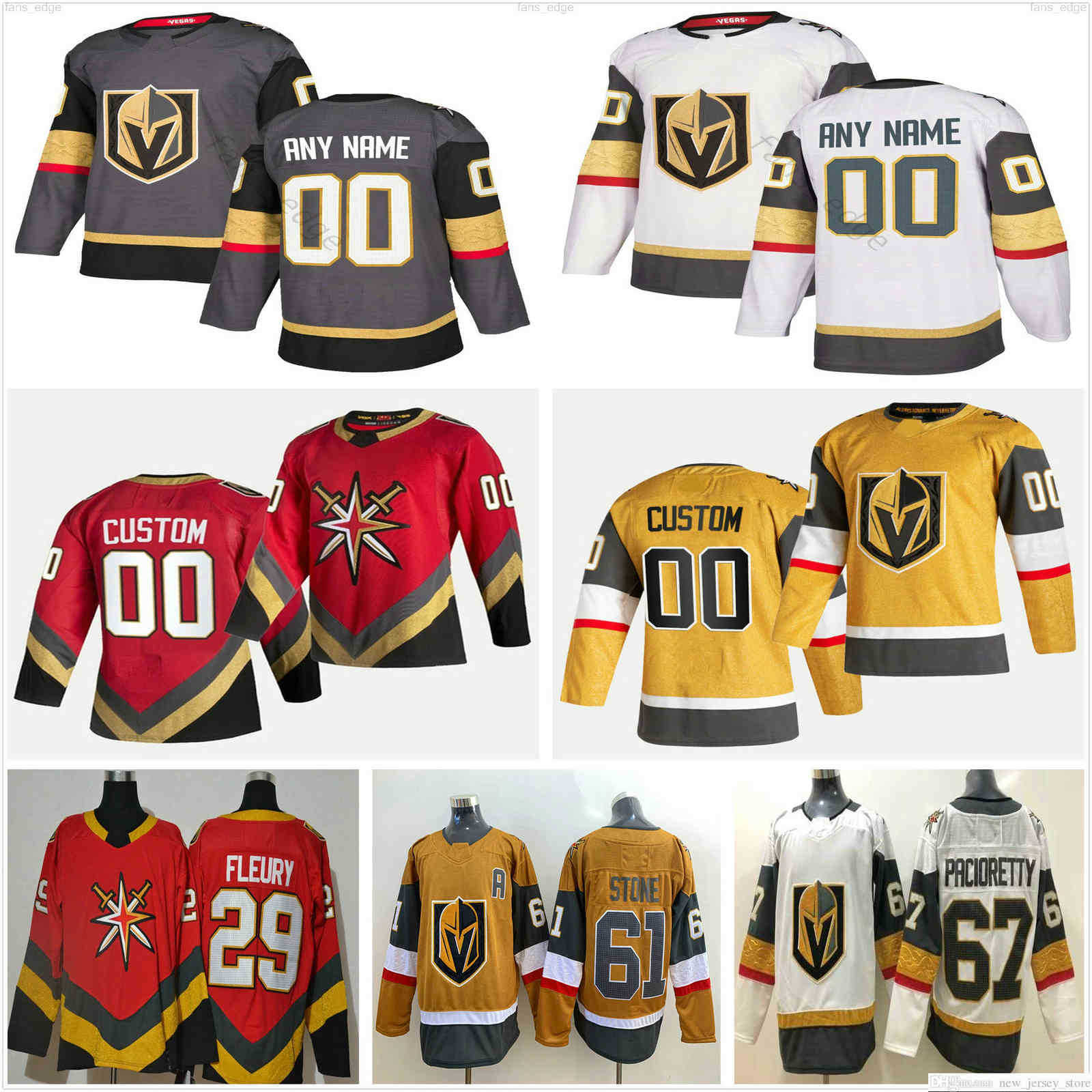 Custom Men Women Kids Vegas Golden Knights Alex Tuch Brayden McNabb Chandler Stephenson Cody Glass Dylan Ferguson Nick Holden Hockey Jerseys