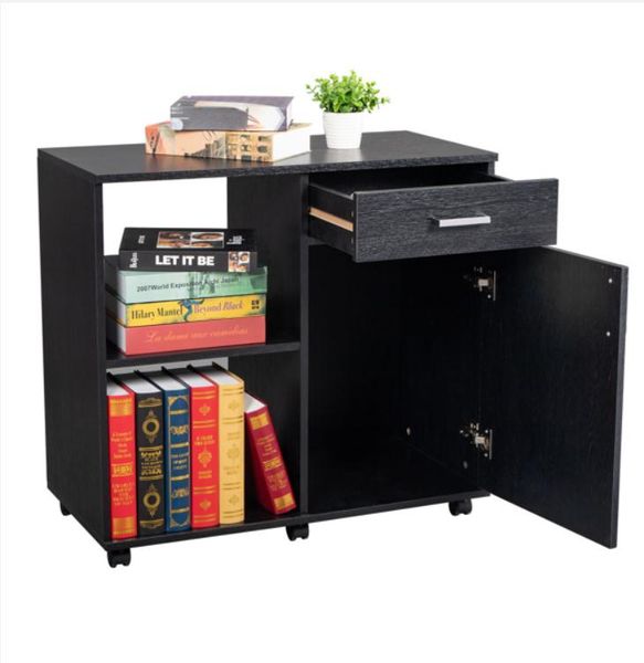 2022 Living Room Furniture Three Layers Left Frame Right MDF And PVC Wooden Filing Cabinet Black