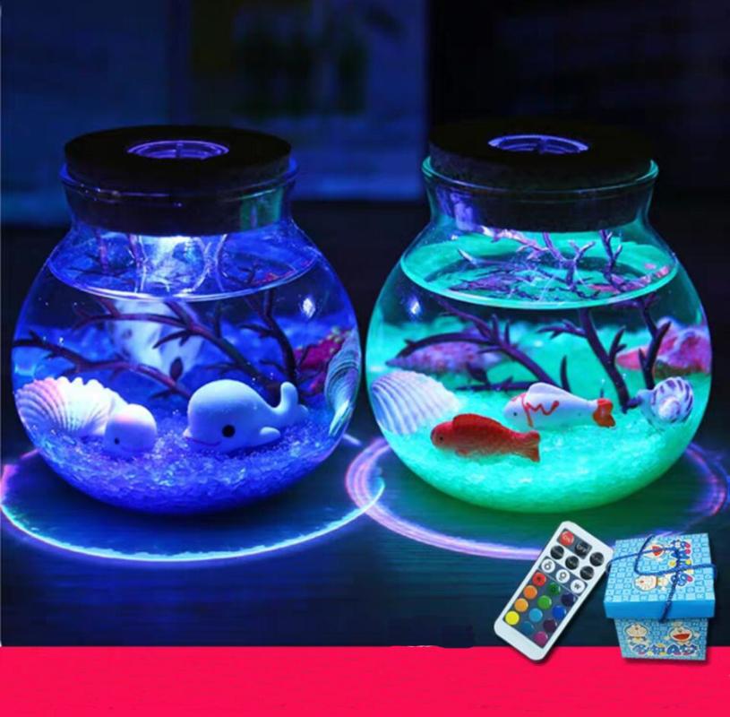 Night Lights Creative LED Light For Kids RGB 13 Colors Decor Bedside Home Aquarium Fish Lamp Baby Children Girlfriend Holiday Gift