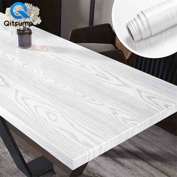 Wood Grain Wallpaper Self-adhesive Waterproof Wall Stickers Contact Papers Wardrobe Furniture Door Film Decor Home Improvement 210722