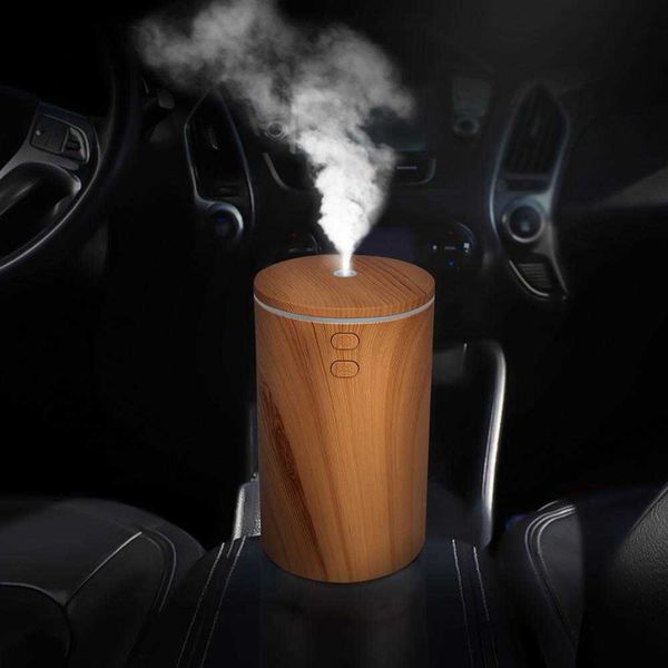 DC 5V 100ML Air Humidifier Wood Grain Ultrasonic USB Aroma Essential Oil Diffuser Color LED Portable Humidificador Car Difusor 210724