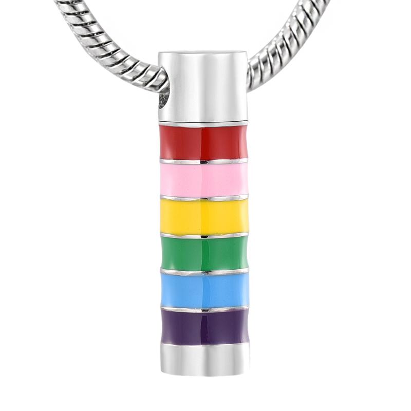 Pendant Necklaces LKJ11934 Multi-colors Tube Urn Ashes Holder Pet- Human Cremation 316L Stainless Steel KEEPSAKE JEWELLERY