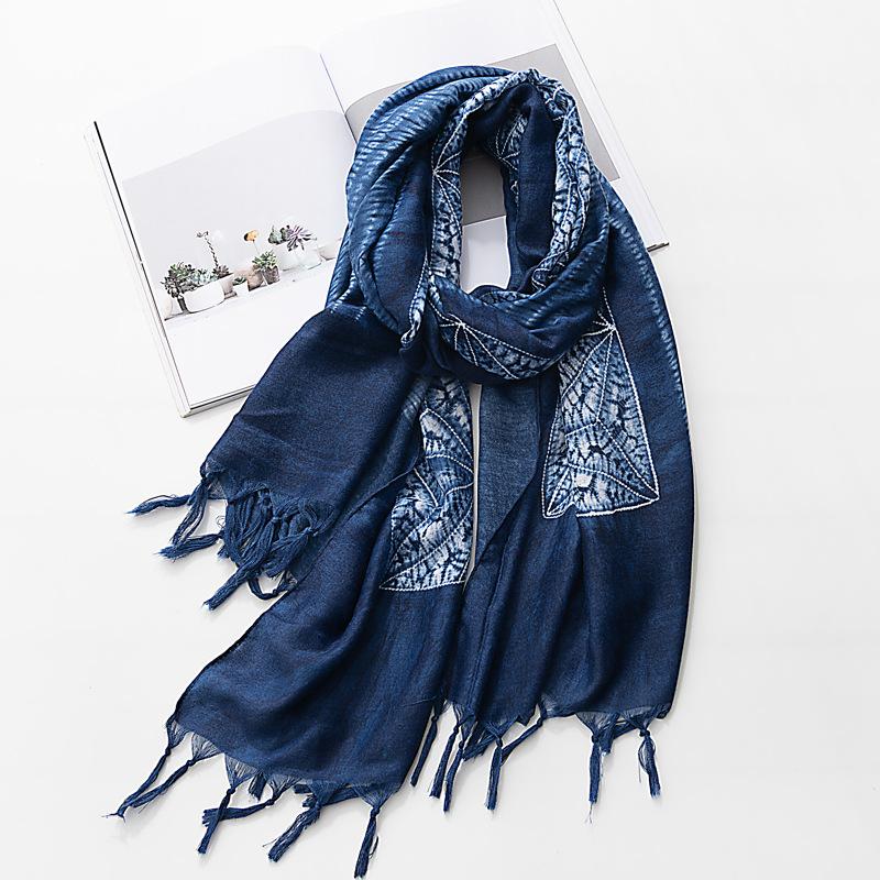 Scarves Large Size Ethnic Style Women Cotton Scarf Tie-dye Printed Long Shawl Foulard Femme Bandana Muffler Wraps Beach Stole