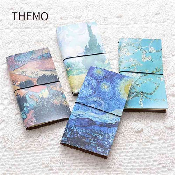 Van Gogh oil painting PU Leather Cover Notebook travel Diary Book Exercise Composition Binding Note Notepad Gift Stationery 210611