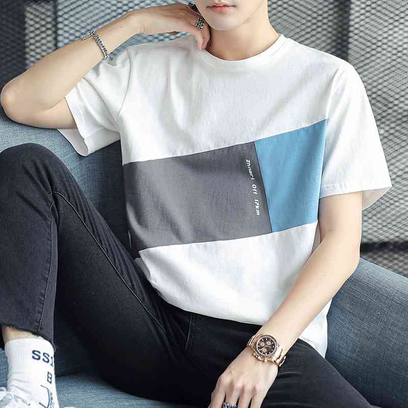 Men&#039;s 2021 summer new short sleeve loose Korean fashion 100 cotton leisure youth t-shirt men&#039;s base shirt
