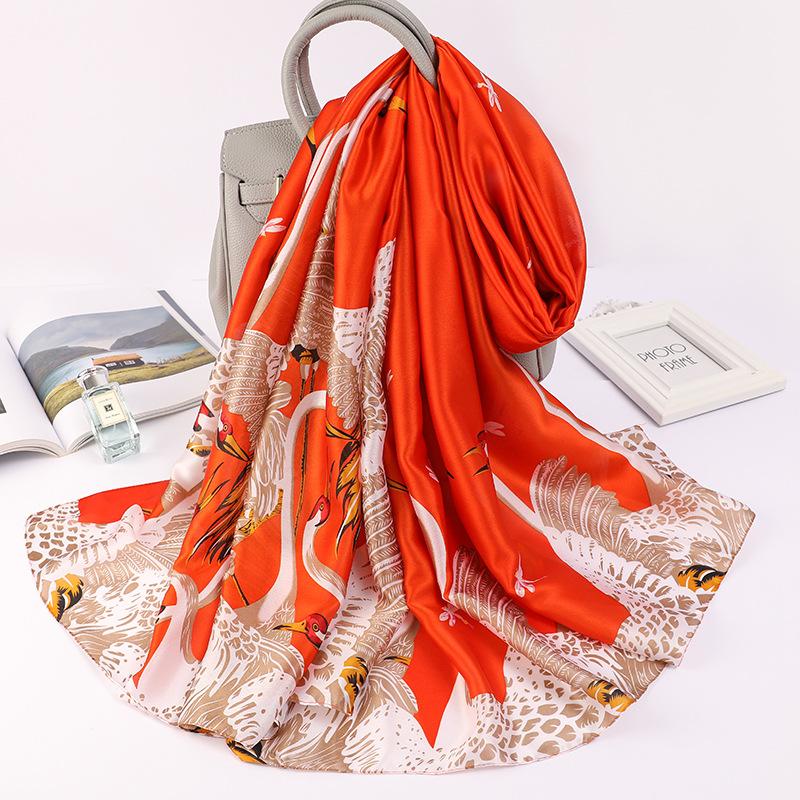 Scarves 2021 Print Dustproof Handkerchief Summer Sunscreen Silk Fashion Animal Pattern Beach Towel Lady Luxury 180X90CM Shawls