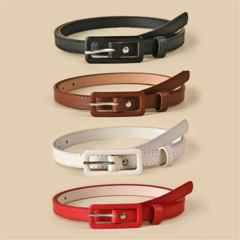 Belts Multi-color Lady&#039;s Slender Thin Belt Square Head Pin Buckle Women Waist Elastic Candy Color Jeans