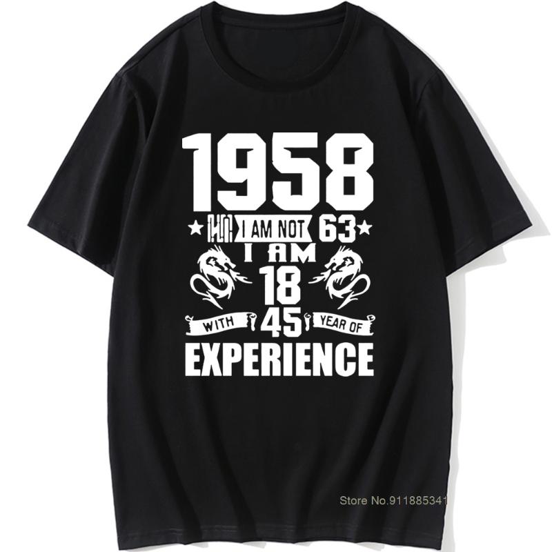 Men&#039;s T-Shirts Funny Made In 1958 63th Birthday Gift Print Joke T-shirt 63 Years Awesome Husband Casual Short Sleeve Cotton T Shirts Men