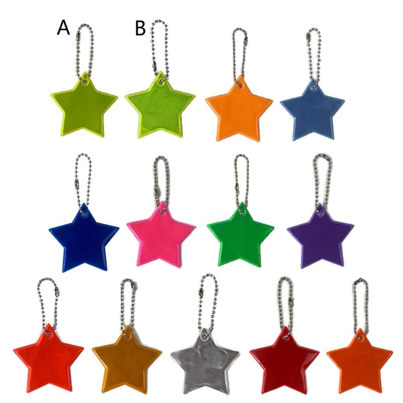 Keychains 10Pcs Child Safety Reflectors Keyrings Stylish Reflective Stars Gear Backpacks Strollers Jackets Safe Reflector Keychain