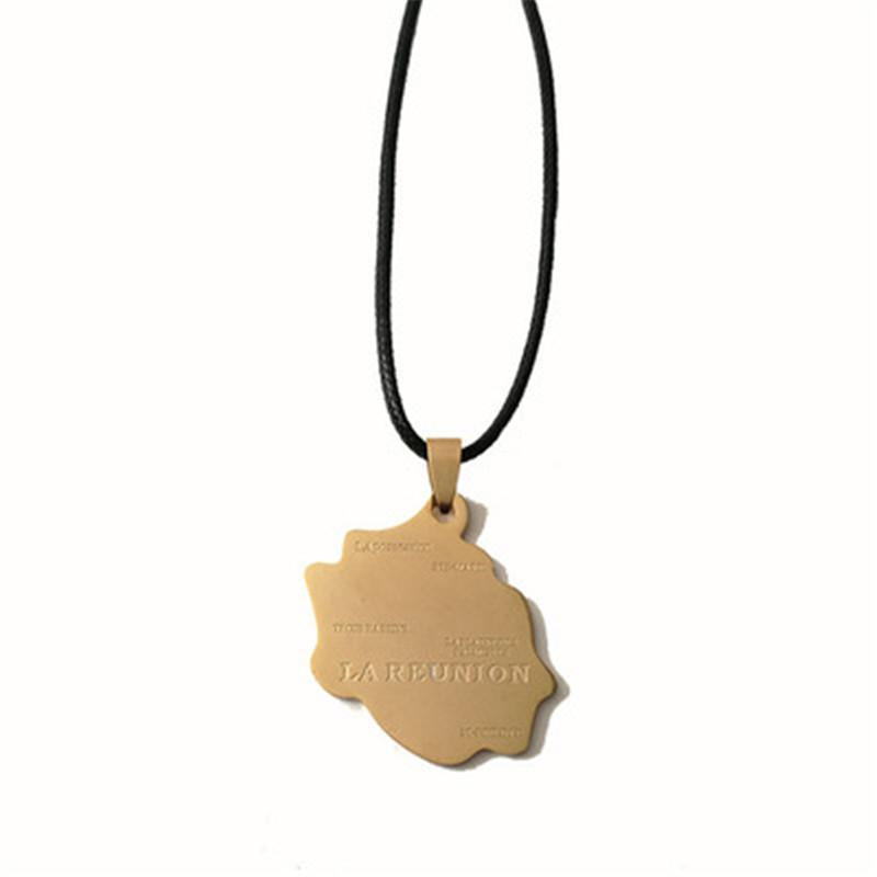 Pendant Necklaces La Reunion Map Necklace Stainless Steel French RÃ©union Guadeloupe Jewellery