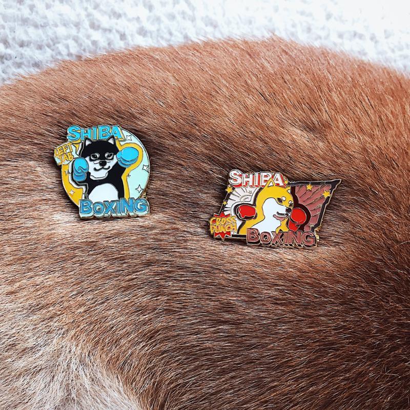 Pins, Brooches SHIBA INU Lapel Pins Boxing Doge Badge Brooch Metal Inus Pin Fan Club Gift Collectibles For Clothes Hat Bag