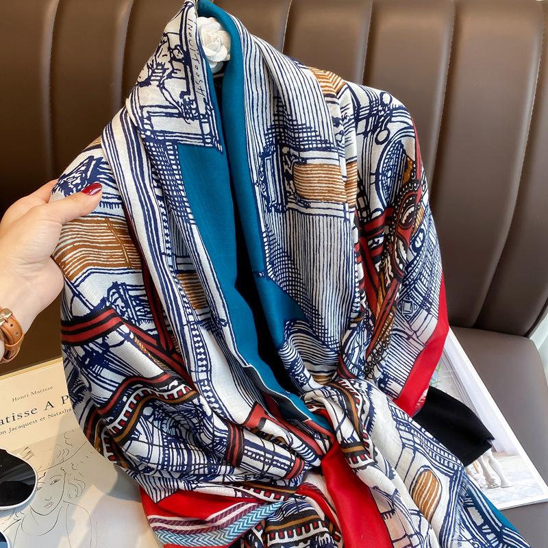 Scarves Cotton And Linen Scarf Women Desert Travel Print Soft Shawl Wraps Beach Style Vintage W152