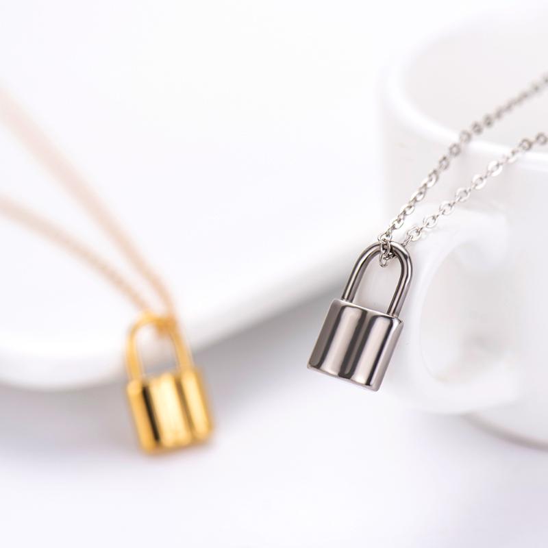 Pendant Necklaces Stainless Steel Padlock Key Necklace For Women Men Lock Chain Heavy Duty Streetwear Choker Metal Collar