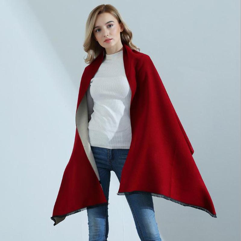Scarves 180x70cm Autumn And Winter Warm Scarf Shawl Female Knitted Wool Double Side Dual-purpose Evening Coat Cape Designer