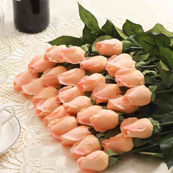 Artificial Fresh Rose Flowers Real Touch Rose Flower Home Decorations for Wedding Party or Birthday Wedding Decoration Flower 210624