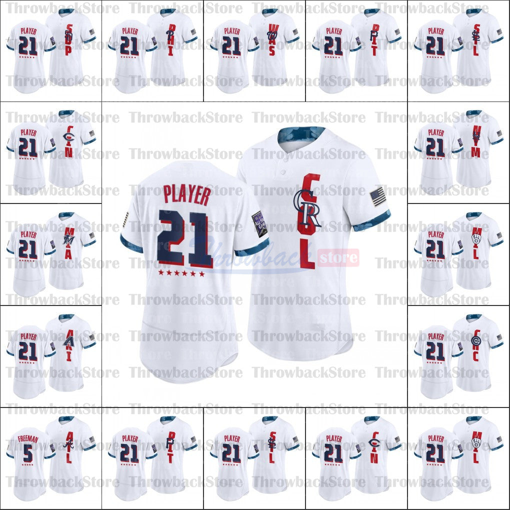 Custom 2021 All Star Game White Flexbase Baseball Authentic Jersey Double Stitched Embroidery Men Women Youth 1