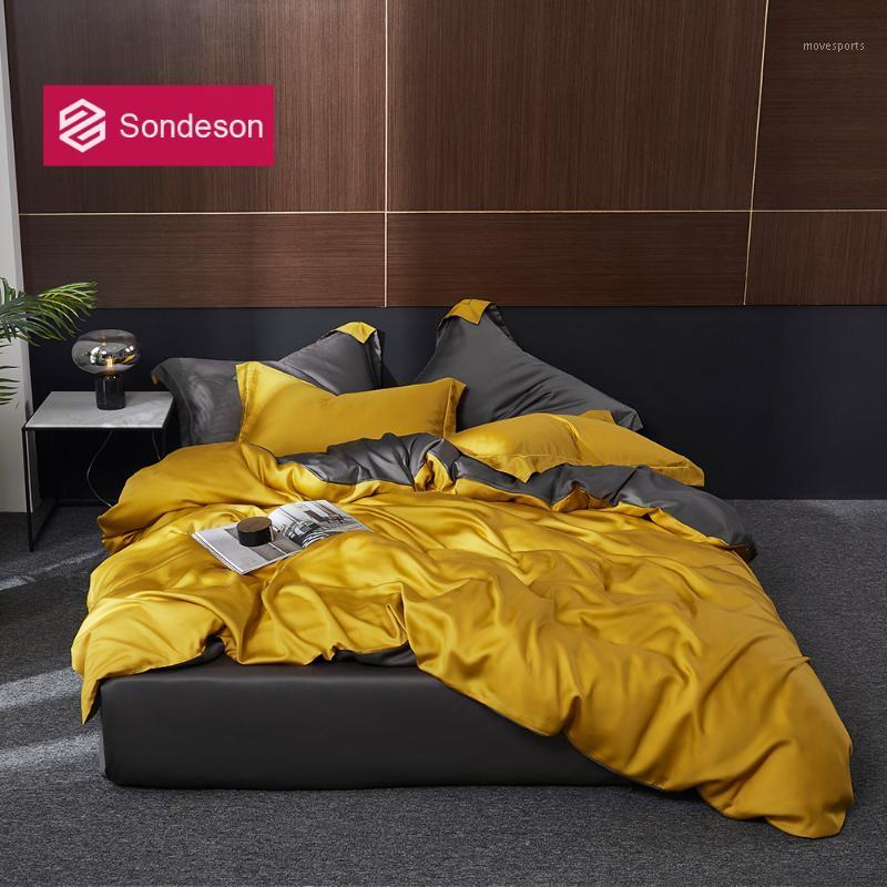 Sondeson Top Grade 100% Silk Yellow Bedding Set Healthy Beauty Queen King Duvet Cover Fitted Sheet Pillowcase For Great Sleep1
