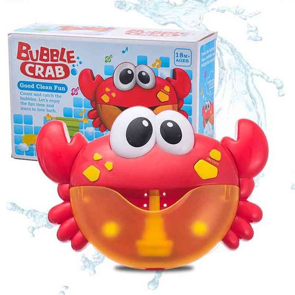 Crab Bubble Machine Baby Bath Toys Kids Pool Swimming tub Soap Automatic Funny Whales Frogs Music 210712