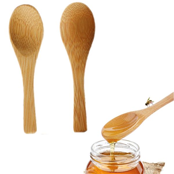 Mini Bamboo Spoon Honey Dippers Teaspoon Ice Cream Scoop Small Spoons For Sugar Seasoning Salt Wedding Favors 9cm-3.54in XBJK2107