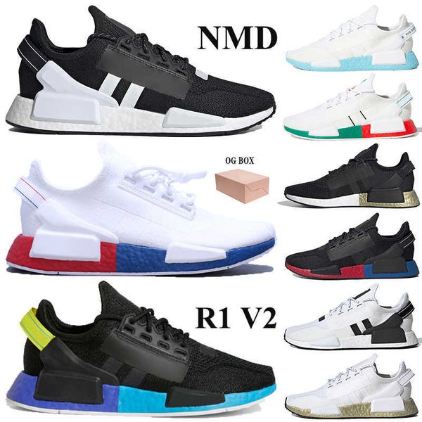 New Arrival Nmd R1 V2 Runners Shoes With Box Men Women Running Shoes Iridescent Black White Red Metallic Gold Trainers Mexico City Trainers