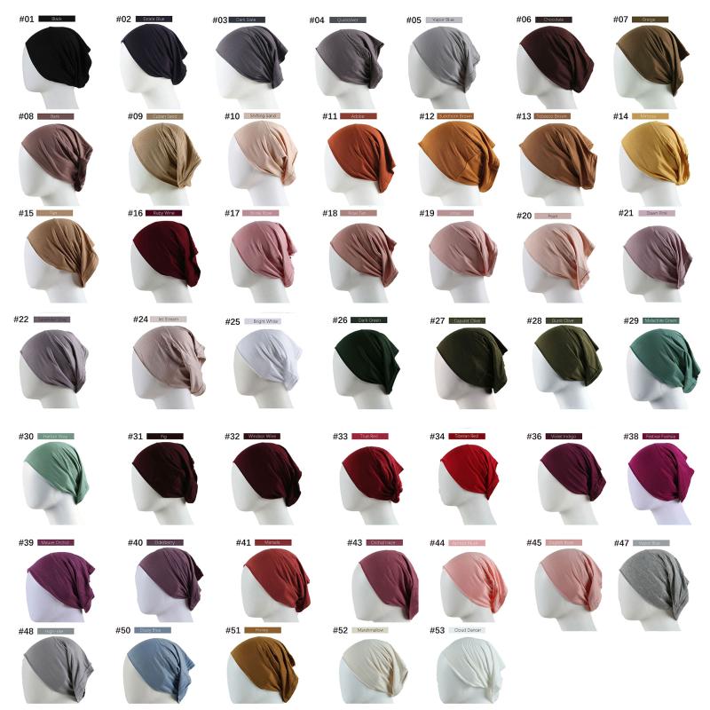 Scarves Wholesale Bulk Inner 50pcs Hijab Cap Muslim Turban Underscarf Undercap Bonnet 53 Color Soft Jersey Stretch HIjabs Tube